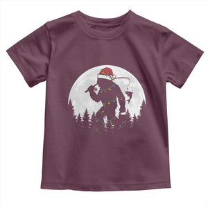 Funny Bigfoot Fishing Christmas Toddler T Shirt Sasquatch Moon Fisherman TS14 Maroon Print Your Wear