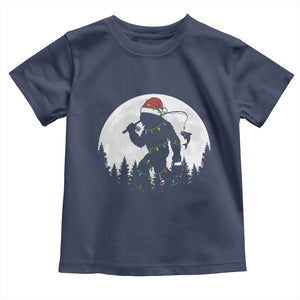 Funny Bigfoot Fishing Christmas Toddler T Shirt Sasquatch Moon Fisherman TS14 Navy Print Your Wear
