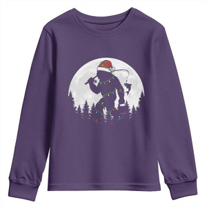 Funny Bigfoot Fishing Christmas Youth Sweatshirt Sasquatch Moon Fisherman TS14 Purple Print Your Wear