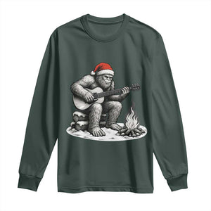 Bigfoot Guitar Christmas Long Sleeve Shirt Sasquatch Guitarist Music Xmas TS14 Dark Forest Green Print Your Wear
