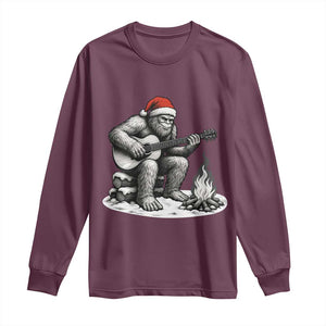 Bigfoot Guitar Christmas Long Sleeve Shirt Sasquatch Guitarist Music Xmas TS14 Maroon Print Your Wear