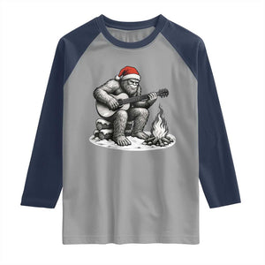 Bigfoot Guitar Christmas Raglan Shirt Sasquatch Guitarist Music Xmas TS14 Sport Gray Navy Print Your Wear