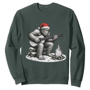 Bigfoot Guitar Christmas Sweatshirt Sasquatch Guitarist Music Xmas TS14 Dark Forest Green Print Your Wear