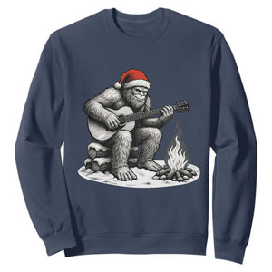 Bigfoot Guitar Christmas Sweatshirt Sasquatch Guitarist Music Xmas TS14 Navy Print Your Wear