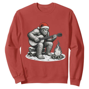 Bigfoot Guitar Christmas Sweatshirt Sasquatch Guitarist Music Xmas TS14 Red Print Your Wear