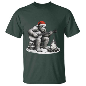 Bigfoot Guitar Christmas T Shirt Sasquatch Guitarist Music Xmas TS14 Dark Forest Green Print Your Wear