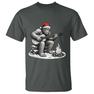 Bigfoot Guitar Christmas T Shirt Sasquatch Guitarist Music Xmas TS14 Dark Heather Print Your Wear
