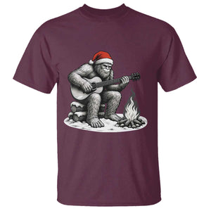 Bigfoot Guitar Christmas T Shirt Sasquatch Guitarist Music Xmas TS14 Maroon Print Your Wear