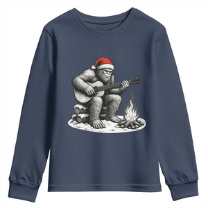 Bigfoot Guitar Christmas Youth Sweatshirt Sasquatch Guitarist Music Xmas TS14 Navy Print Your Wear
