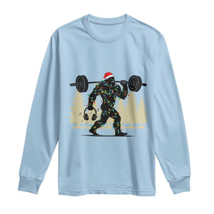 Bigfoot Gym Christmas Long Sleeve Shirt Funny Sasquatch Bodybuilding Weightlifting TS14 Light Blue Print Your Wear