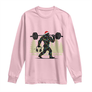 Bigfoot Gym Christmas Long Sleeve Shirt Funny Sasquatch Bodybuilding Weightlifting TS14 Light Pink Print Your Wear