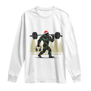 Bigfoot Gym Christmas Long Sleeve Shirt Funny Sasquatch Bodybuilding Weightlifting TS14 White Print Your Wear