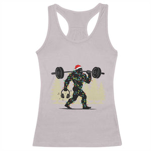 Bigfoot Gym Christmas Racerback Tank Top Funny Sasquatch Bodybuilding Weightlifting TS14 Ice Gray Print Your Wear
