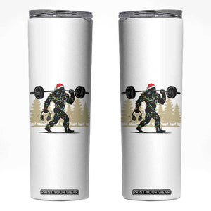 Bigfoot Gym Christmas Skinny Tumbler Funny Sasquatch Bodybuilding Weightlifting TS14 White Print Your Wear