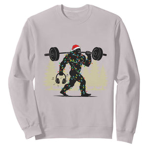 Bigfoot Gym Christmas Sweatshirt Funny Sasquatch Bodybuilding Weightlifting TS14 Ice Gray Print Your Wear