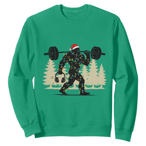 Bigfoot Gym Christmas Sweatshirt Funny Sasquatch Bodybuilding Weightlifting TS14 Irish Green Print Your Wear