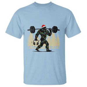 Bigfoot Gym Christmas T Shirt Funny Sasquatch Bodybuilding Weightlifting TS14 Light Blue Print Your Wear