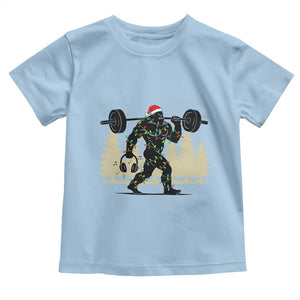 Bigfoot Gym Christmas Toddler T Shirt Funny Sasquatch Bodybuilding Weightlifting TS14 Light Blue Print Your Wear