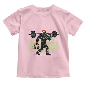 Bigfoot Gym Christmas Toddler T Shirt Funny Sasquatch Bodybuilding Weightlifting TS14 Light Pink Print Your Wear