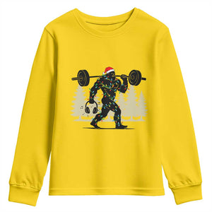 Bigfoot Gym Christmas Youth Sweatshirt Funny Sasquatch Bodybuilding Weightlifting TS14 Daisy Print Your Wear