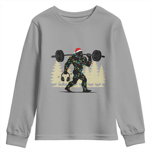 Bigfoot Gym Christmas Youth Sweatshirt Funny Sasquatch Bodybuilding Weightlifting TS14 Sport Gray Print Your Wear