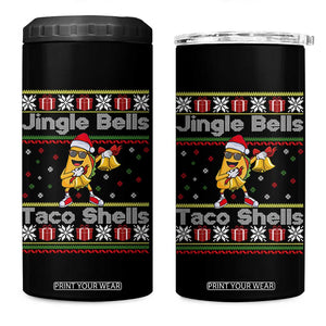 Funny Taco Christmas 4 in 1 Can Cooler Tumbler Jigle Bells Taco Shells TS14 One Size: 16 oz Black Print Your Wear
