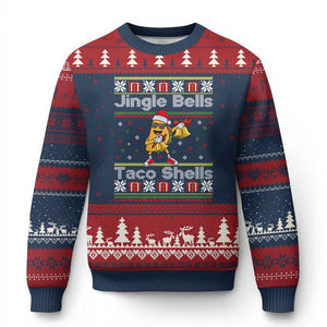 Funny Taco Xmas Ugly Christmas Sweater Jigle Bells Taco Shells TS14 Navy Red Print Your Wear