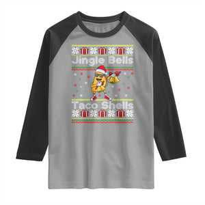 Funny Taco Christmas Raglan Shirt Jigle Bells Taco Shells TS14 Sport Gray Black Print Your Wear
