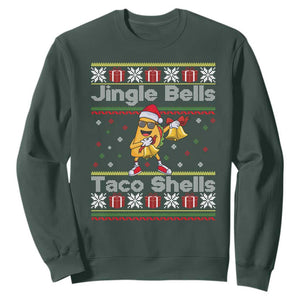 Funny Taco Christmas Sweatshirt Jigle Bells Taco Shells TS14 Dark Forest Green Print Your Wear