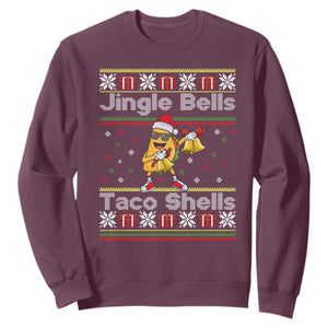 Funny Taco Christmas Sweatshirt Jigle Bells Taco Shells TS14 Maroon Print Your Wear