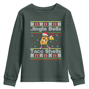 Funny Taco Christmas Youth Sweatshirt Jigle Bells Taco Shells TS14 Dark Forest Green Print Your Wear