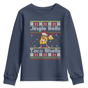 Funny Taco Christmas Youth Sweatshirt Jigle Bells Taco Shells TS14 Navy Print Your Wear