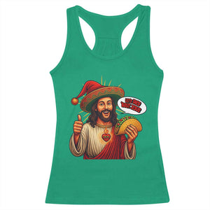 Funny Jesus Taco Mexican Racerback Tank Top Let Us Taco About Jesus TS14 Irish Green Print Your Wear