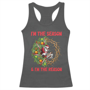 Santa Christmas Racerback Tank Top Baby Jesus Christian Xmas TS14 Dark Heather Print Your Wear