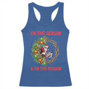 Santa Christmas Racerback Tank Top Baby Jesus Christian Xmas TS14 Royal Blue Print Your Wear