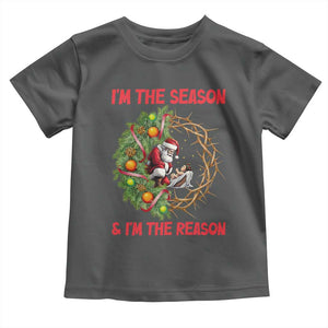 Santa Christmas Toddler T Shirt Baby Jesus Christian Xmas TS14 Dark Heather Print Your Wear