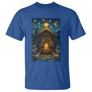 Jesus Christmas T Shirt Starry Night Nativity Scene Xmas TS14 Royal Blue Print Your Wear