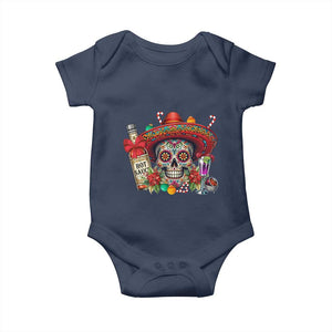 Cinco De Mayo Christmas Baby Onesie Mexican Sugar Skull Sombrero Tequila Party TS14 Navy Print Your Wear