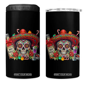 Cinco De Mayo Christmas 4 in 1 Can Cooler Tumbler Mexican Sugar Skull Sombrero Tequila Party TS14 One Size: 16 oz Black Print Your Wear