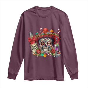 Cinco De Mayo Christmas Long Sleeve Shirt Mexican Sugar Skull Sombrero Tequila Party TS14 Maroon Print Your Wear