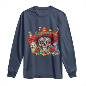 Cinco De Mayo Christmas Long Sleeve Shirt Mexican Sugar Skull Sombrero Tequila Party TS14 Navy Print Your Wear