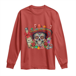 Cinco De Mayo Christmas Long Sleeve Shirt Mexican Sugar Skull Sombrero Tequila Party TS14 Red Print Your Wear