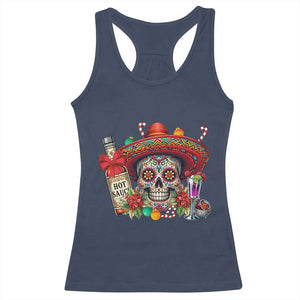 Cinco De Mayo Christmas Racerback Tank Top Mexican Sugar Skull Sombrero Tequila Party TS14 Navy Print Your Wear