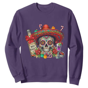 Cinco De Mayo Christmas Sweatshirt Mexican Sugar Skull Sombrero Tequila Party TS14 Purple Print Your Wear