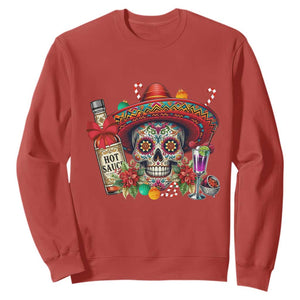 Cinco De Mayo Christmas Sweatshirt Mexican Sugar Skull Sombrero Tequila Party TS14 Red Print Your Wear