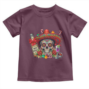 Cinco De Mayo Christmas Toddler T Shirt Mexican Sugar Skull Sombrero Tequila Party TS14 Maroon Print Your Wear