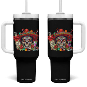 Cinco De Mayo Christmas Tumbler With Handle Mexican Sugar Skull Sombrero Tequila Party TS14 One Size: 40 oz Black Print Your Wear