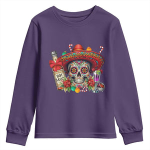 Cinco De Mayo Christmas Youth Sweatshirt Mexican Sugar Skull Sombrero Tequila Party TS14 Purple Print Your Wear