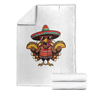 Funny Thanksgiving Turkey Throw Blanket Taco Mexican Christmas TS14 White Print Your Wear
