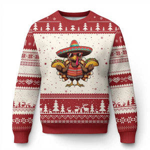 Funny Thanksgiving Turkey Ugly Christmas Sweater Taco Mexican Xmas TS14 Beige Red Print Your Wear